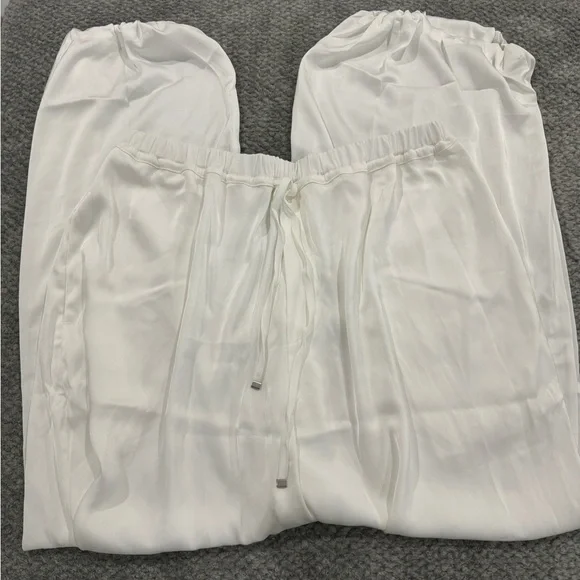 NWOT Anthropologie Maeve White Silky Parachute Pants Size Large - Picture 5 of 5